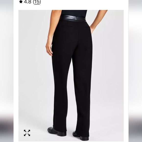 Calvin Klein Black Straight Leg Pant, Trouser, Slack leather band @ Waist 2 - Picture 2 of 9